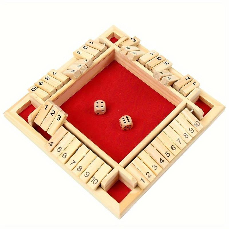 Shut the Box Wooden Dice Game – Classic 2–4 Player Family Board Game for Parties, Halloween & Christmas