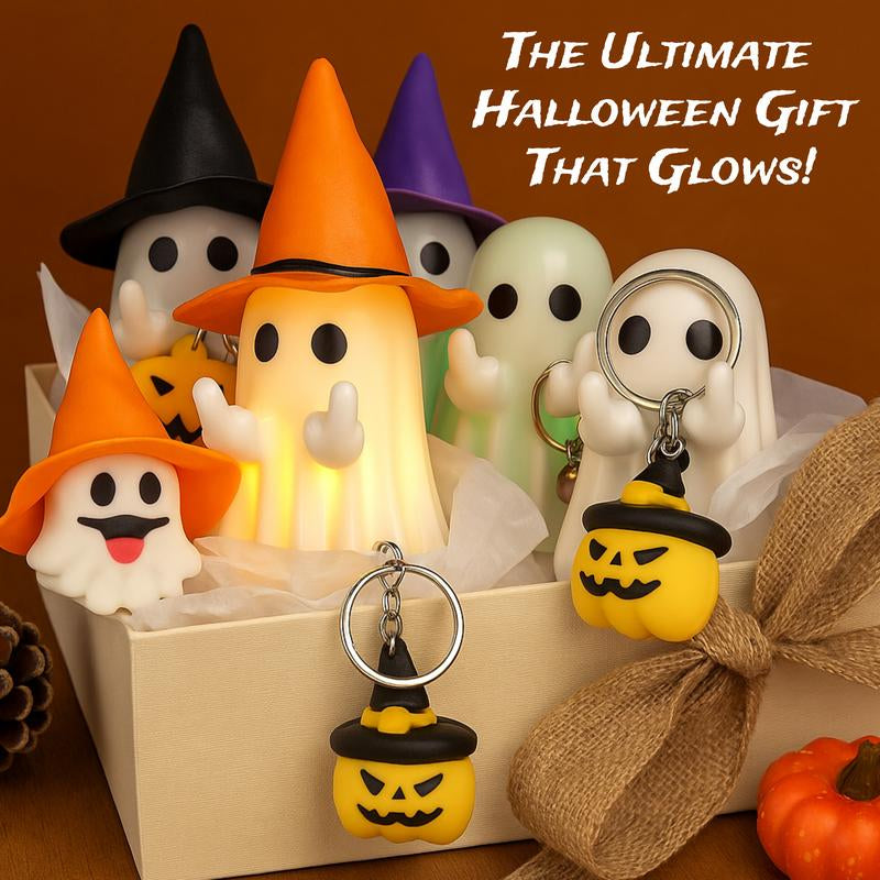 Glow-in-the-Dark Middle Finger Ghost – Scary Halloween Decoration with Detachable Hat, Funny Spooky Home Décor Gift