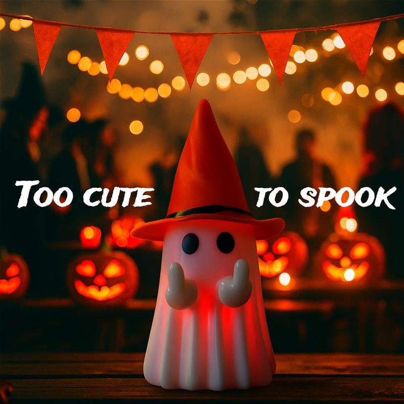 Glow-in-the-Dark Middle Finger Ghost – Scary Halloween Decoration with Detachable Hat, Funny Spooky Home Décor Gift