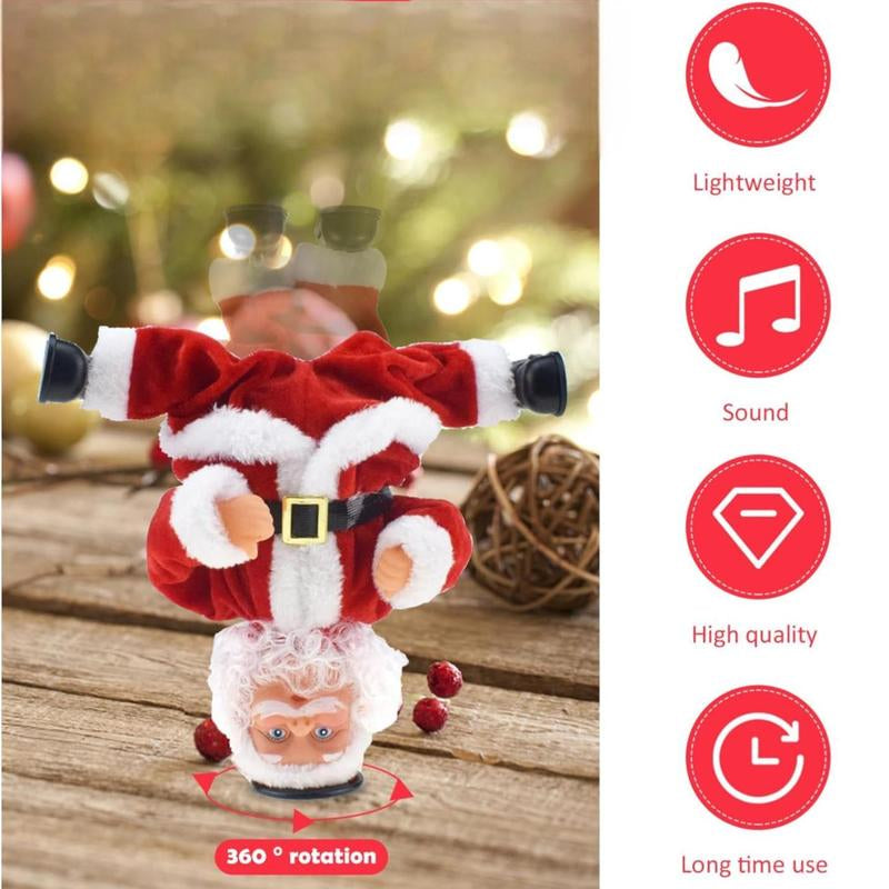 Electric Santa Claus Plush Toy – Dancing & Singing Christmas Decoration with Handstand Trick, Fun Gift for Kids & New Year Décor
