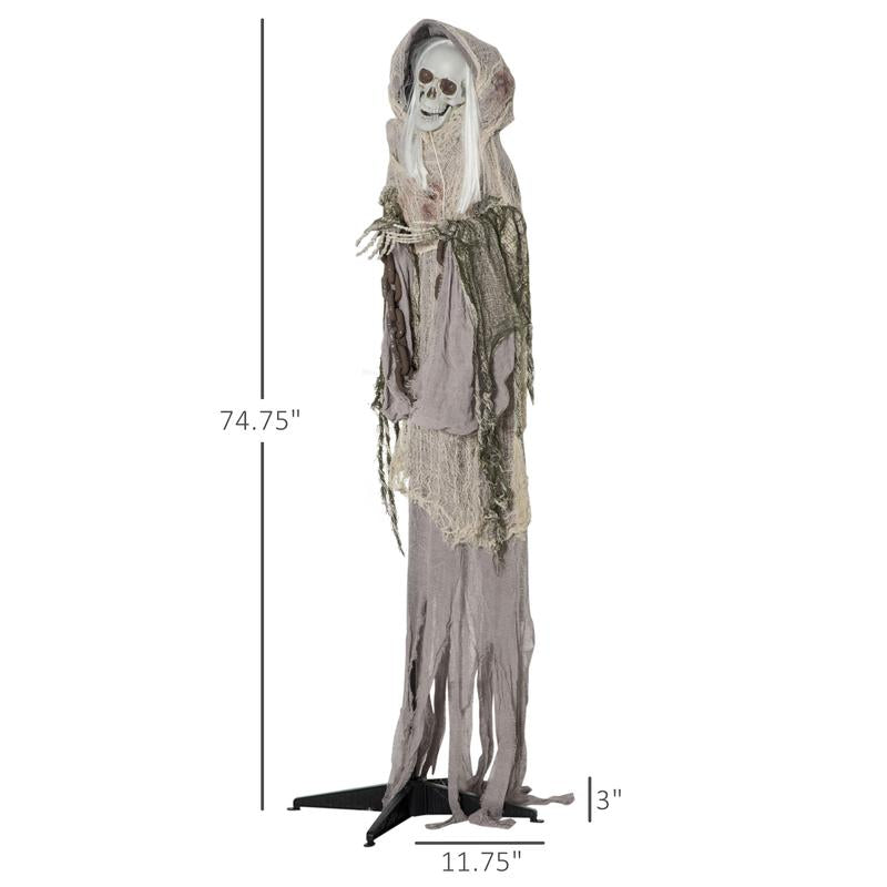 Life-Size Halloween Animatronic Decoration – Ghost, Clown or Witch Prop with Light-Up Eyes, Spooky Sounds & Motion Activation