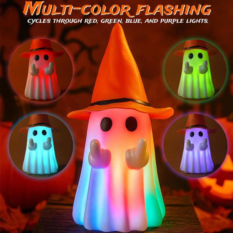 Glow-in-the-Dark Middle Finger Ghost – Scary Halloween Decoration with Detachable Hat, Funny Spooky Home Décor Gift