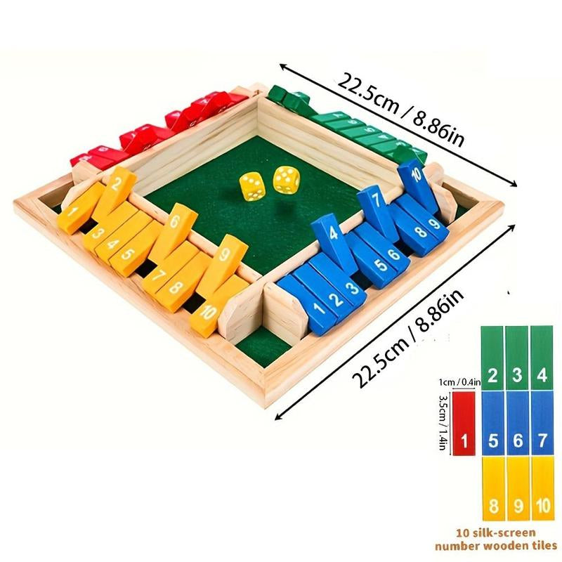 Shut the Box Wooden Dice Game – Classic 2–4 Player Family Board Game for Parties, Halloween & Christmas