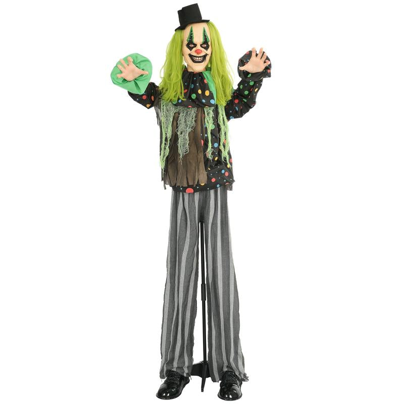 Life-Size Halloween Animatronic Decoration – Ghost, Clown or Witch Prop with Light-Up Eyes, Spooky Sounds & Motion Activation