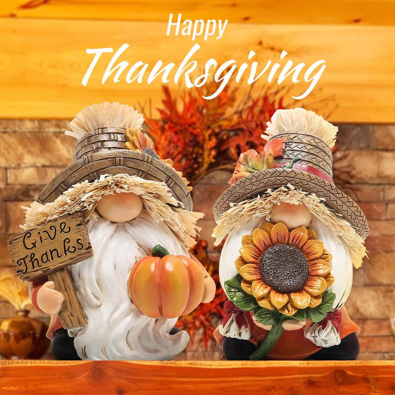 Hodao Fall Thanksgiving Pumpkin Elf Gnome β Handmade Resin Figurine for Home, Table & Holiday Decoration