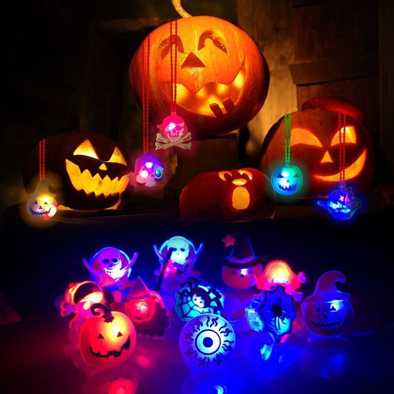 50 Pcs Halloween LED Ring Lights β Pumpkin & Skull Party Decorations, Fun Glow Accessories for Kids & Holiday Gifts