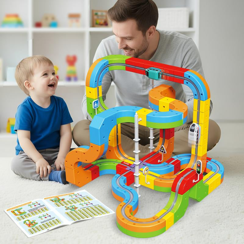 Electric Train Set with Flexible Race Tracks β Gravity-Defying 3D Layout Building Toy with Motorized Car, STEM Learning Gift for Kids