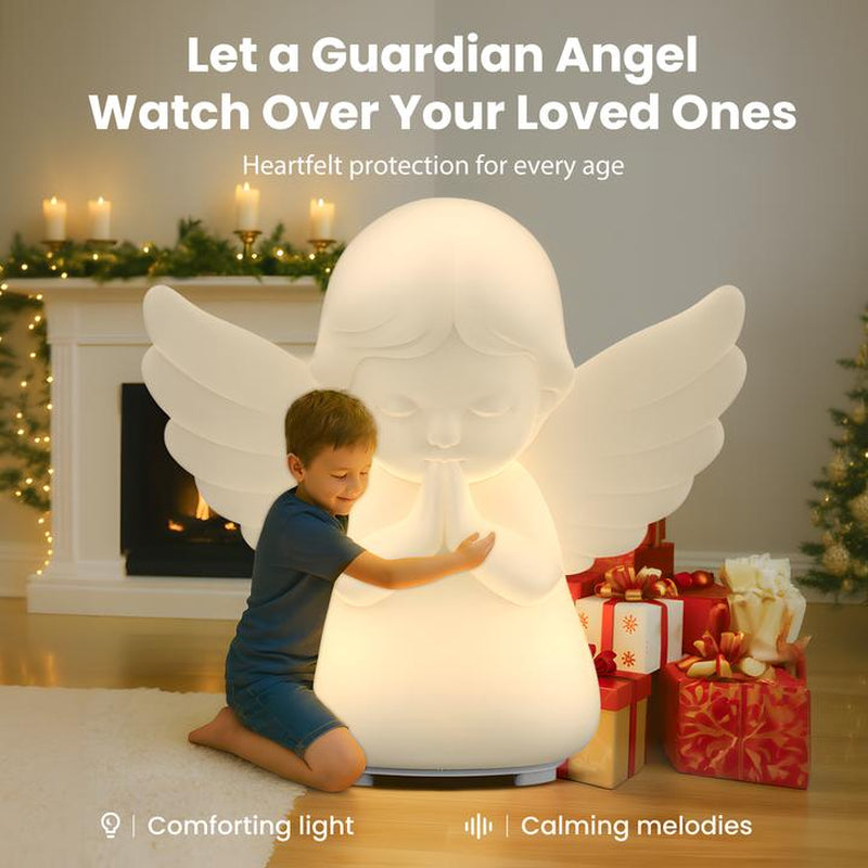 Hiseeme Angel Baby Night Light β Soothing Sleep Aid with White Noise & 7 RGB Colors, BPA-Free Silicone, USB-C Rechargeable