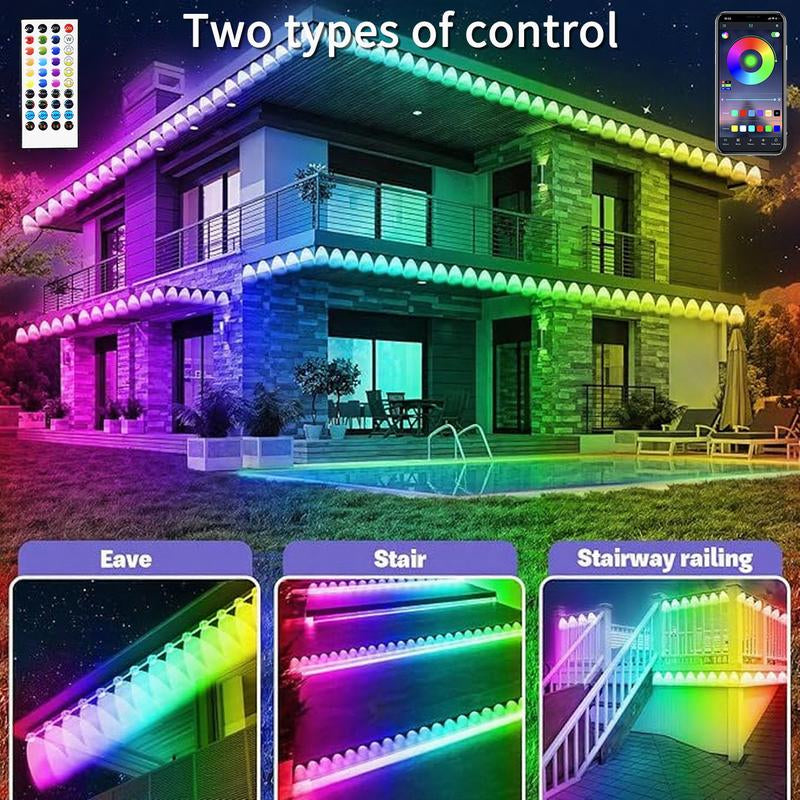 ARTBLEPRO Outdoor Permanent RGB LED Lights – Smart App & Remote Control, IP67 Waterproof, Music Sync, DIY Scene Modes for Holiday, Halloween & Christmas Décor