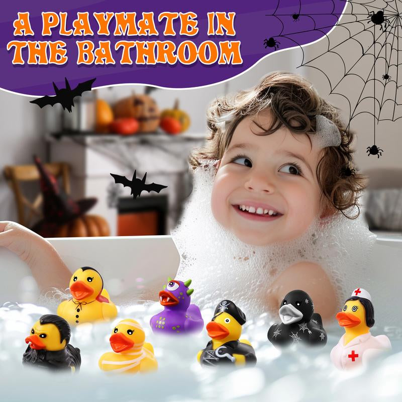 24 Pack Halloween Rubber Ducks with Bag – Party Favors, Bath Toys & Goodie Bag Fillers for Kids, Girls & Boys