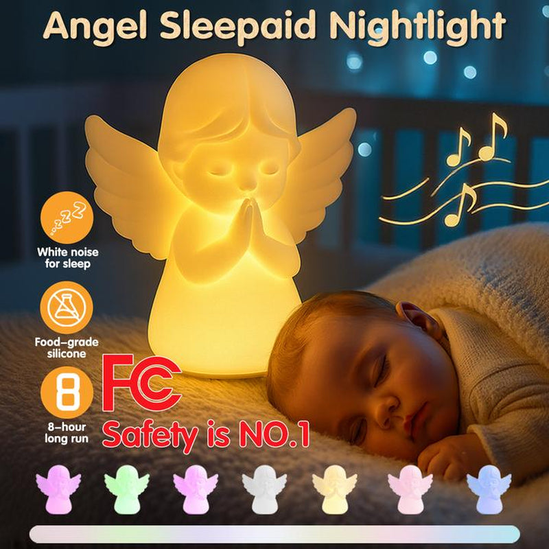 Hiseeme Angel Baby Night Light β Soothing Sleep Aid with White Noise & 7 RGB Colors, BPA-Free Silicone, USB-C Rechargeable
