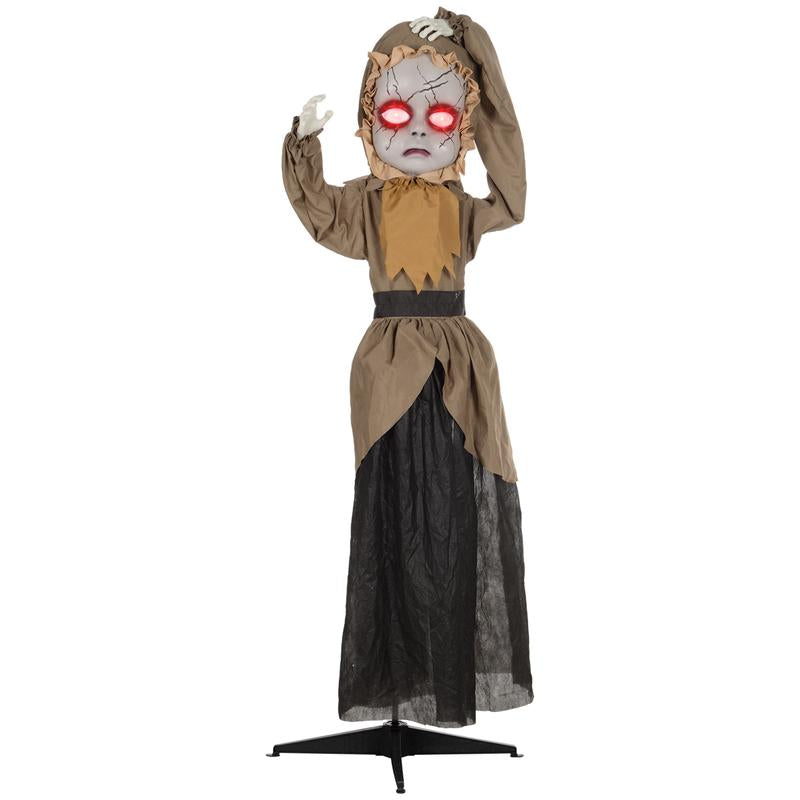 Life-Size Halloween Animatronic Decoration – Ghost, Clown or Witch Prop with Light-Up Eyes, Spooky Sounds & Motion Activation