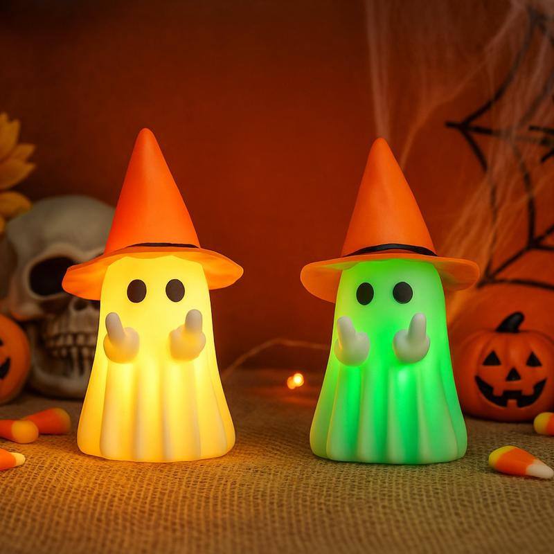 Glow-in-the-Dark Middle Finger Ghost – Scary Halloween Decoration with Detachable Hat, Funny Spooky Home Décor Gift