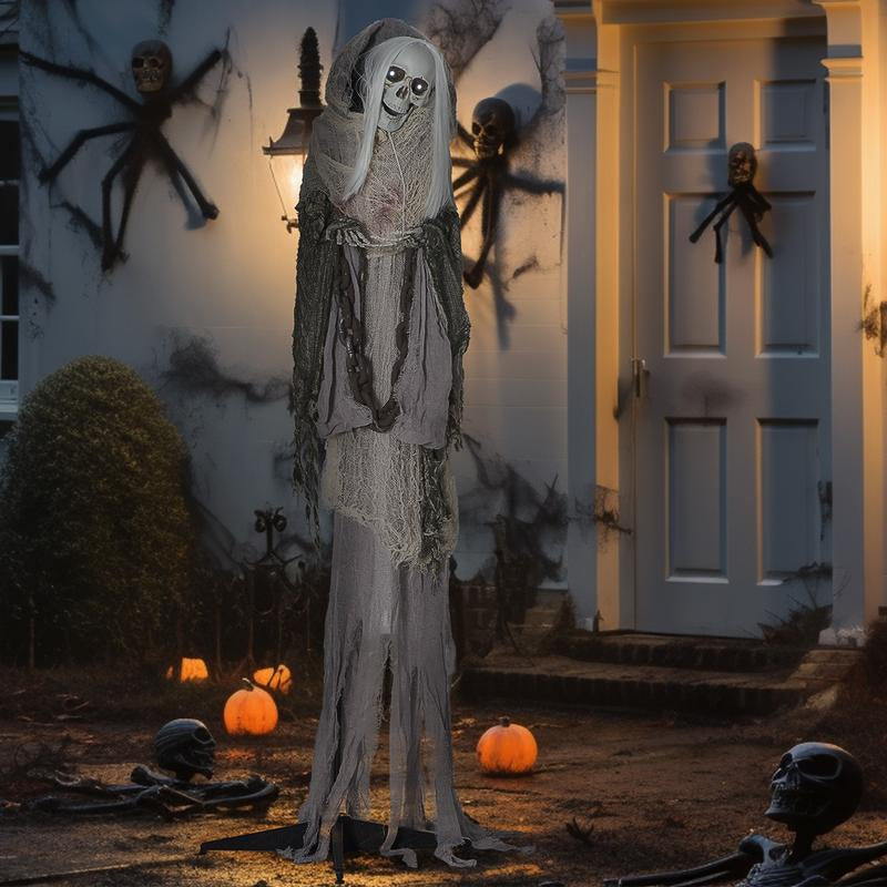 Life-Size Halloween Animatronic Decoration – Ghost, Clown or Witch Prop with Light-Up Eyes, Spooky Sounds & Motion Activation