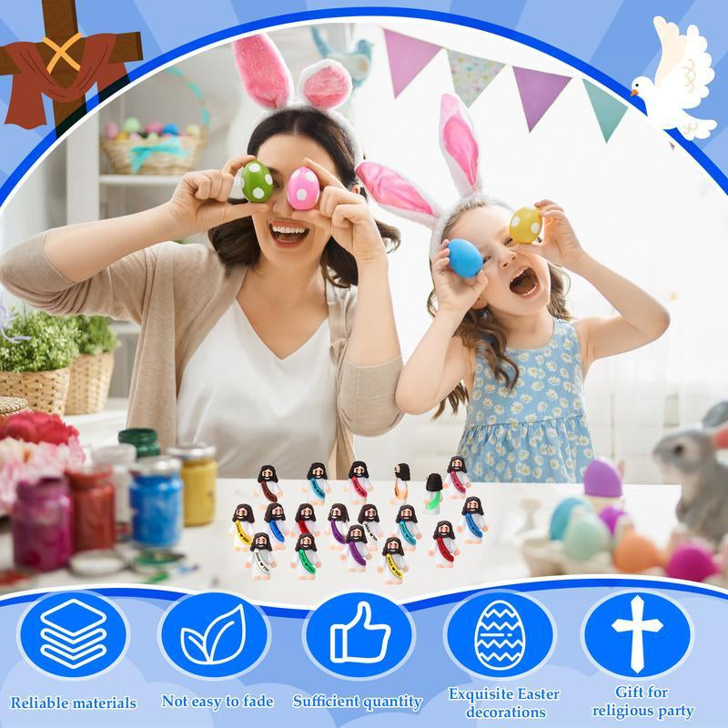 30 Pcs Mini Jesus Figures – Cute “Jesus Loves You” Ornaments for Hide & Seek, Sunday School, Baptism & Religious Party Favors