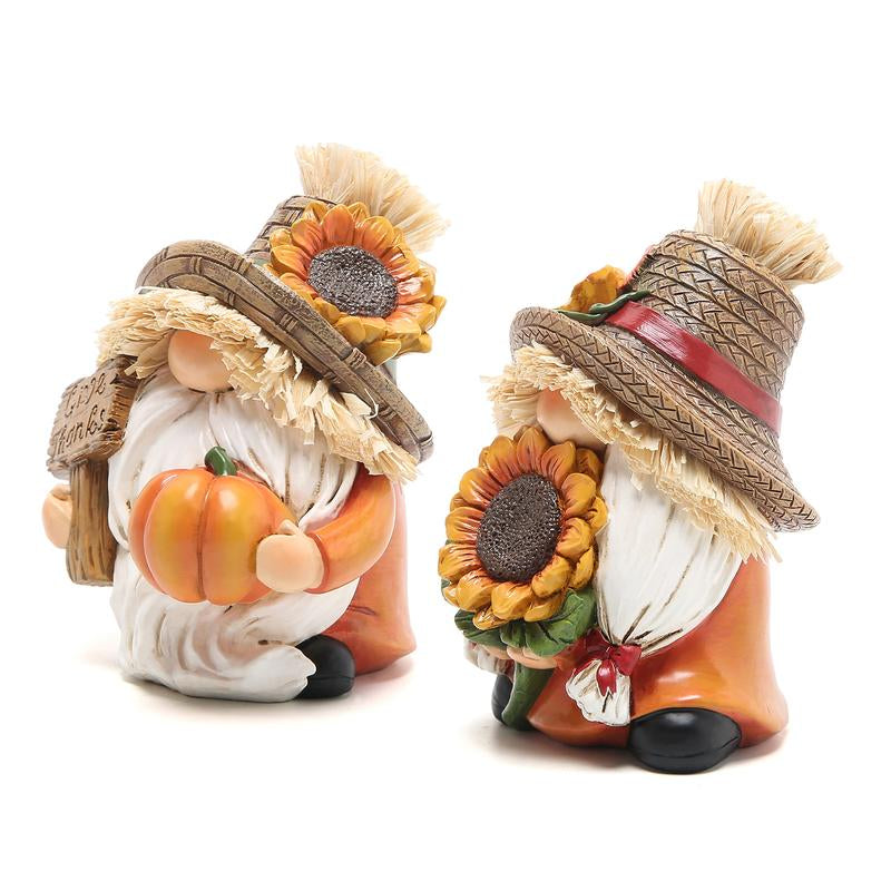 Hodao Fall Thanksgiving Pumpkin Elf Gnome β Handmade Resin Figurine for Home, Table & Holiday Decoration