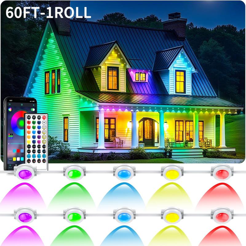 ARTBLEPRO Outdoor Permanent RGB LED Lights – Smart App & Remote Control, IP67 Waterproof, Music Sync, DIY Scene Modes for Holiday, Halloween & Christmas Décor