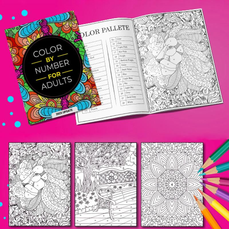 Color by Number for Adults – 75 Beautiful Pictures for Relaxation, Stress Relief & Fun Coloring