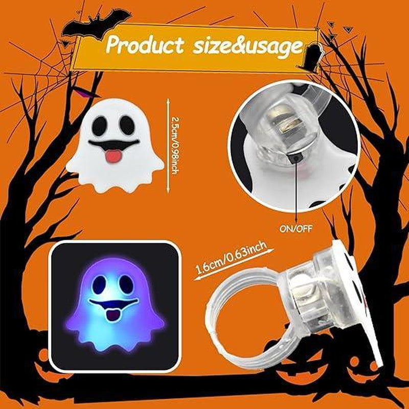 50 Pcs Halloween LED Ring Lights β Pumpkin & Skull Party Decorations, Fun Glow Accessories for Kids & Holiday Gifts