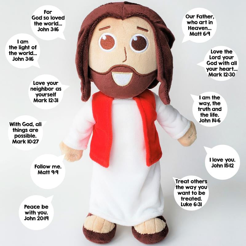 The Talking Jesus Doll – 12" Plush Toy with 10 Bible Phrases, Christian Gift for Kids