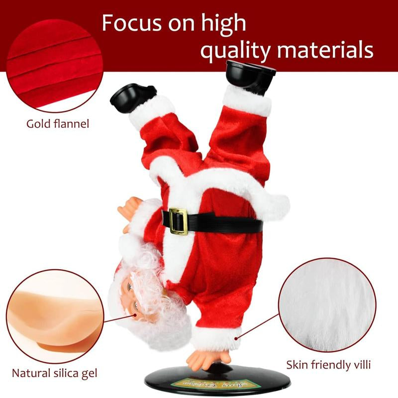 Electric Santa Claus Plush Toy – Dancing & Singing Christmas Decoration with Handstand Trick, Fun Gift for Kids & New Year Décor