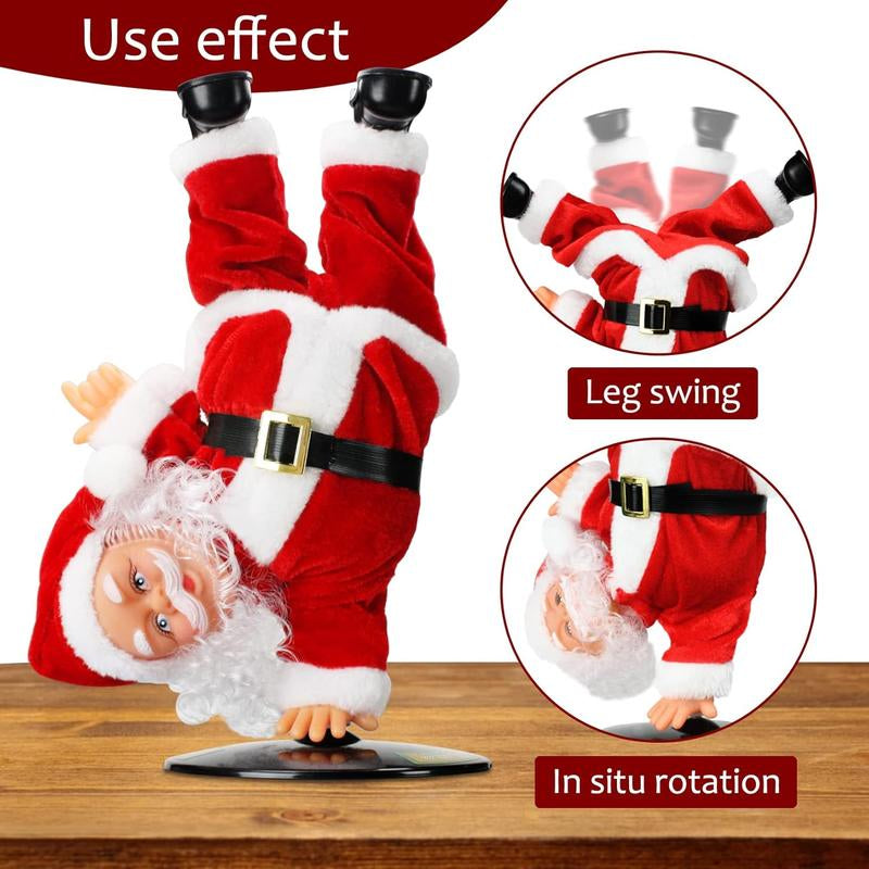 Electric Santa Claus Plush Toy – Dancing & Singing Christmas Decoration with Handstand Trick, Fun Gift for Kids & New Year Décor