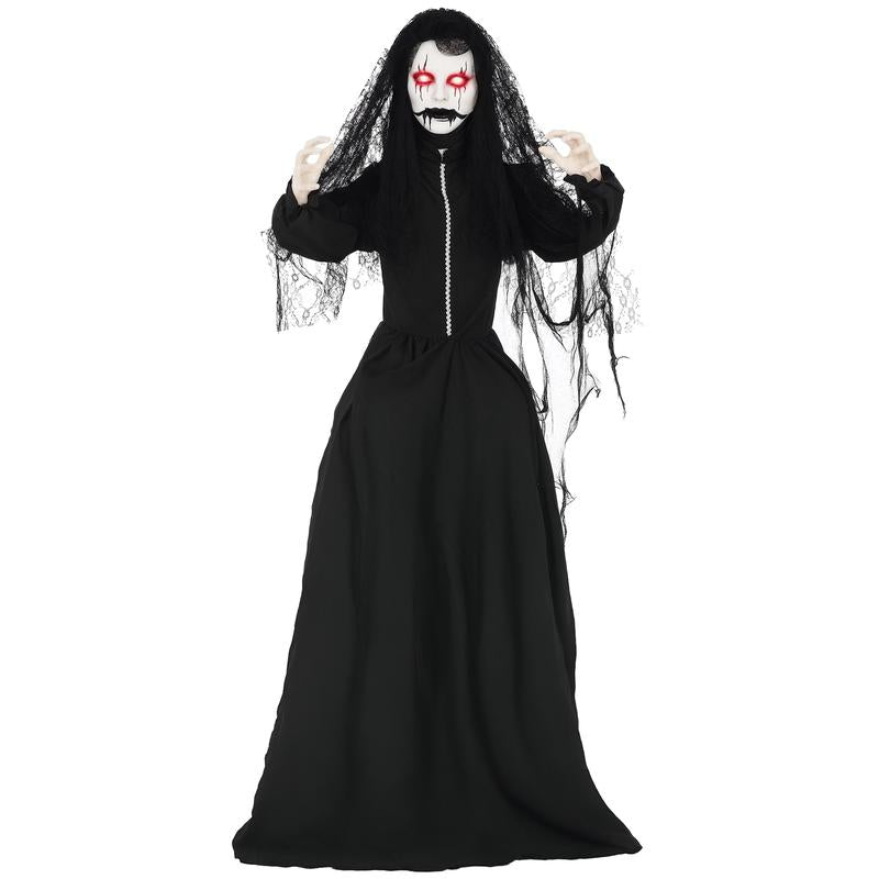 Life-Size Halloween Animatronic Decoration – Ghost, Clown or Witch Prop with Light-Up Eyes, Spooky Sounds & Motion Activation