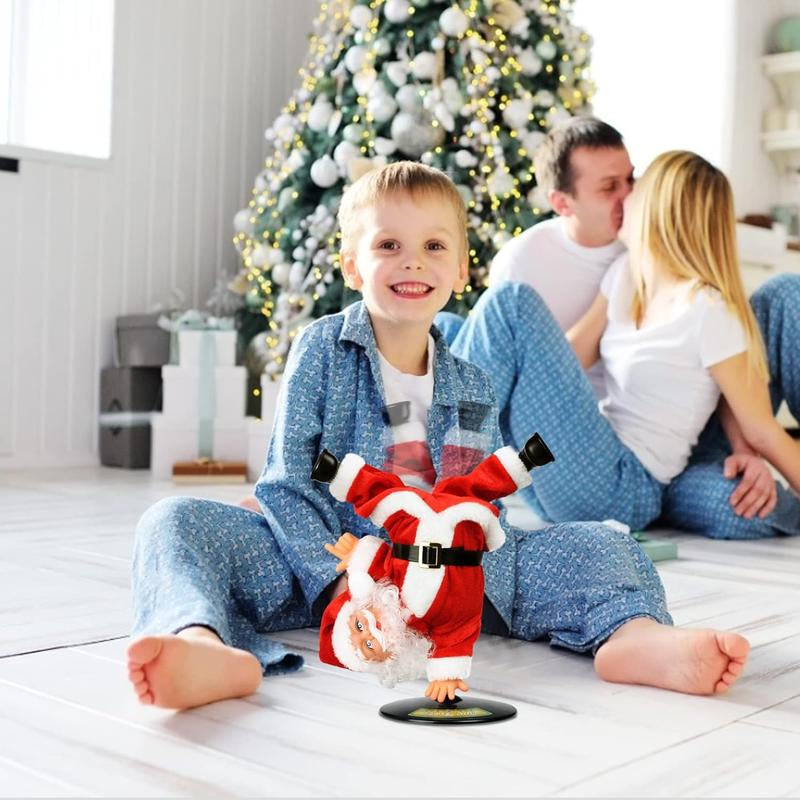 Electric Santa Claus Plush Toy – Dancing & Singing Christmas Decoration with Handstand Trick, Fun Gift for Kids & New Year Décor