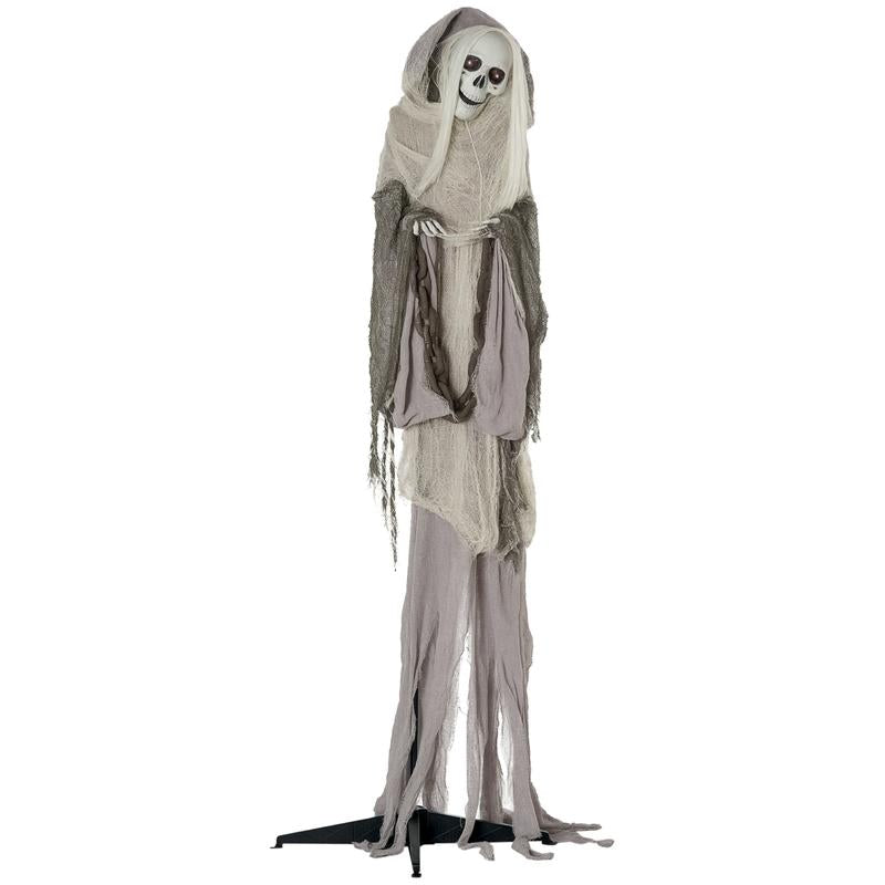Life-Size Halloween Animatronic Decoration – Ghost, Clown or Witch Prop with Light-Up Eyes, Spooky Sounds & Motion Activation