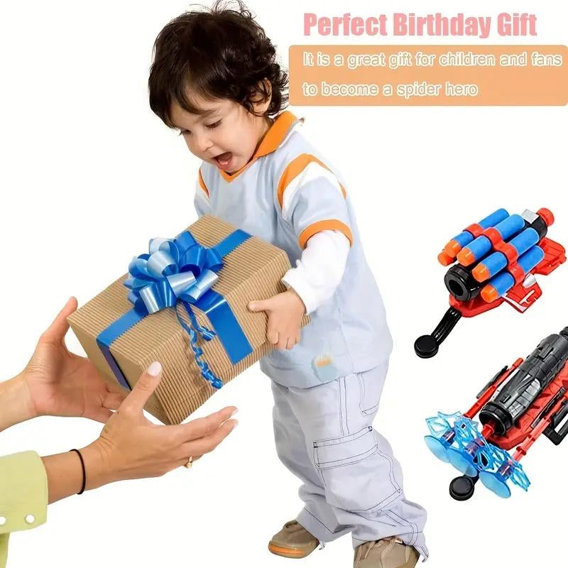 2 Pack Spider Web Shooter Wrist Playset – Hero Launcher Gloves with RPG Rocket Wrist Toys for Kids, Birthday Parties & Halloween