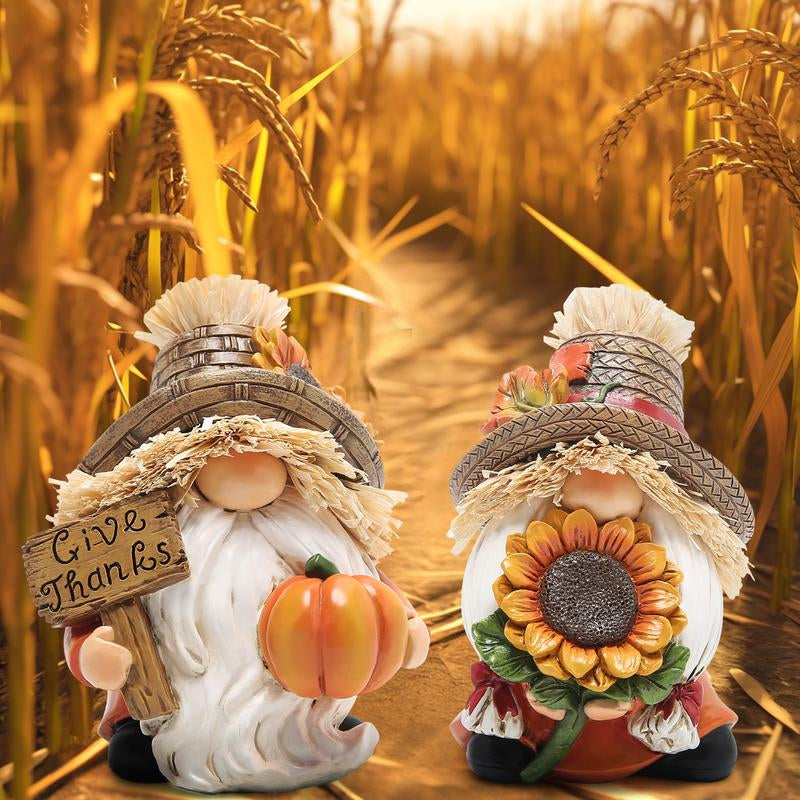 Hodao Fall Thanksgiving Pumpkin Elf Gnome β Handmade Resin Figurine for Home, Table & Holiday Decoration