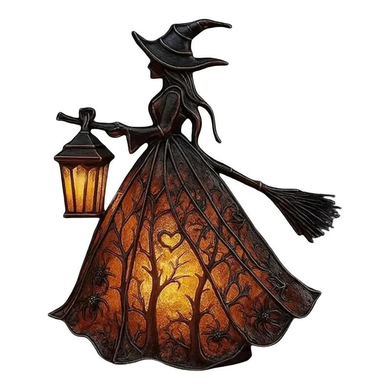 Halloween Witch Lamp – Spooky Standing Night Light & Witch Statue Table Décor for Bedroom or Party Decorations