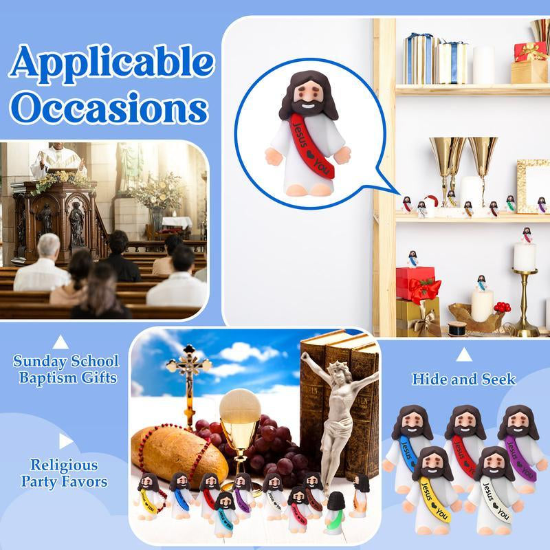 30 Pcs Mini Jesus Figures – Cute “Jesus Loves You” Ornaments for Hide & Seek, Sunday School, Baptism & Religious Party Favors