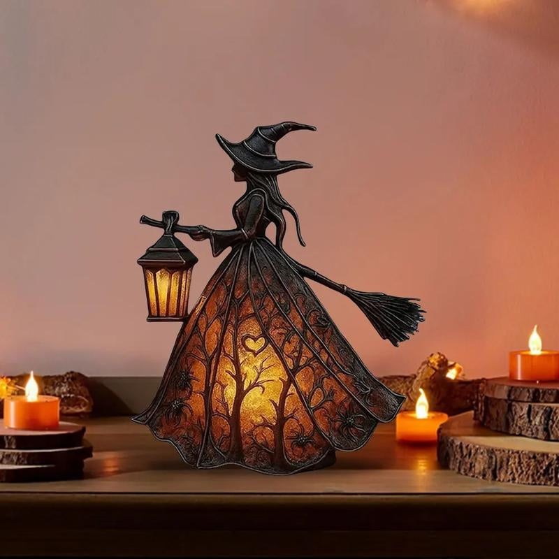 Halloween Witch Lamp – Spooky Standing Night Light & Witch Statue Table Décor for Bedroom or Party Decorations