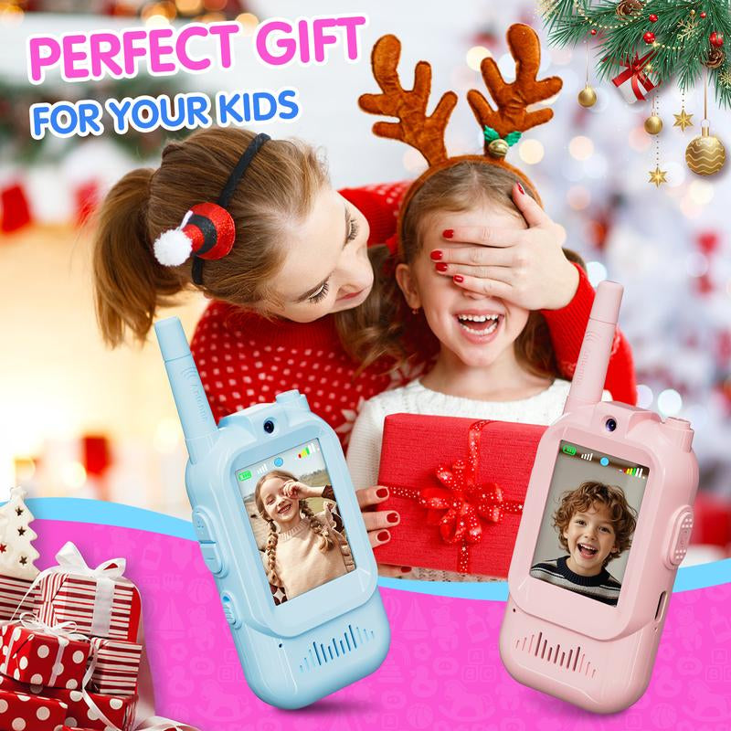 Aontess Kids Video Walkie Talkies – 2 Pack Long Range Toys with Camera, No Internet Needed, Gift for Boys & Girls Ages 3–12