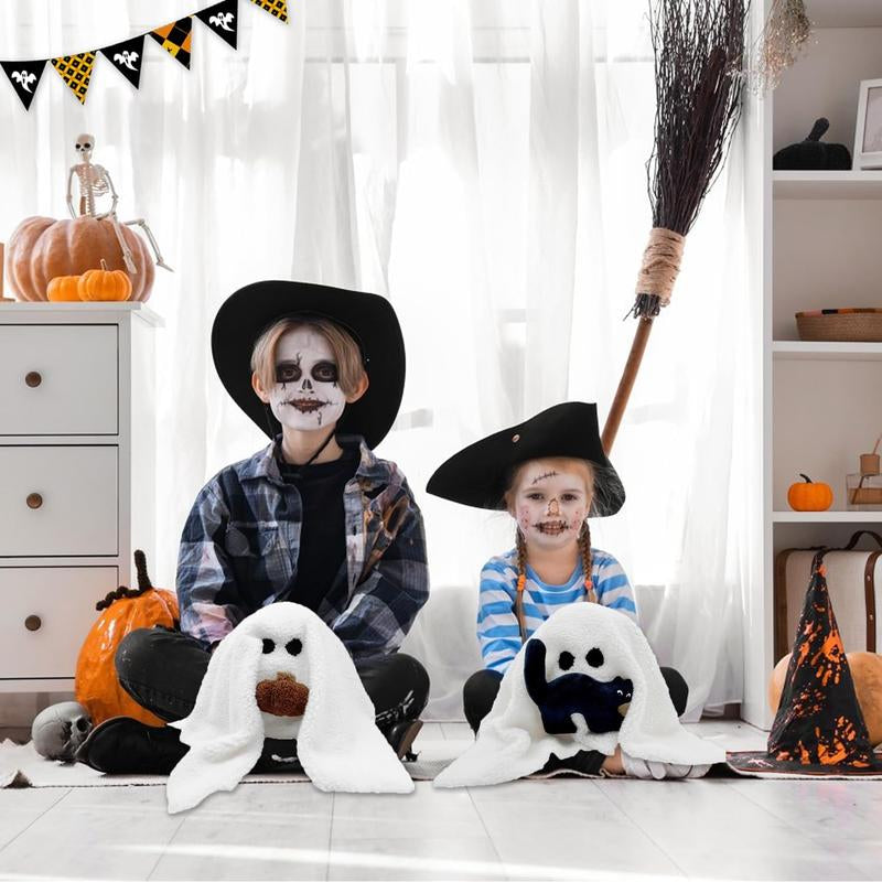 2025 Halloween Ghost Pillow with Pumpkin – 12" Spooky Plush Ghost-Shaped Cushion for Home Décor & Gifts