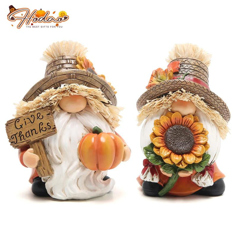Hodao Fall Thanksgiving Pumpkin Elf Gnome β Handmade Resin Figurine for Home, Table & Holiday Decoration