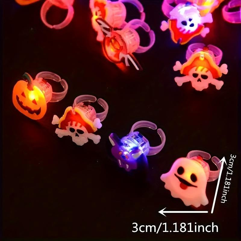 50 Pcs Halloween LED Ring Lights β Pumpkin & Skull Party Decorations, Fun Glow Accessories for Kids & Holiday Gifts