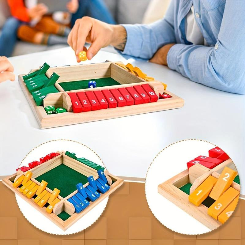 Shut the Box Wooden Dice Game – Classic 2–4 Player Family Board Game for Parties, Halloween & Christmas