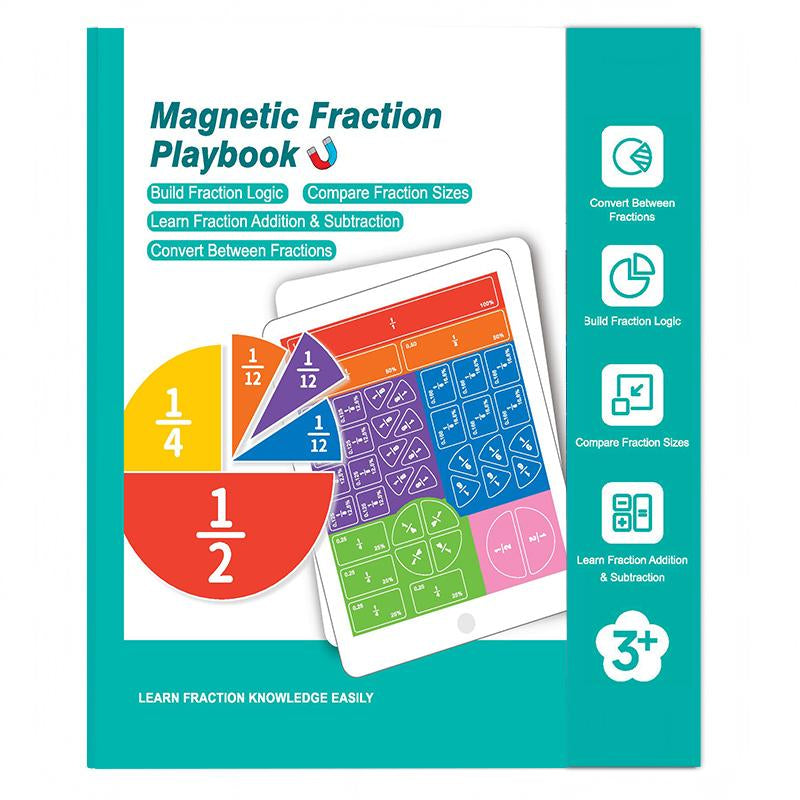 Magnetic Fraction Tiles & Circles Set with Demonstration Book, Visual Math Manipulatives for Elementary School, Hands-On Learning Tools for Fractions, Addition & Subtraction, Montessori & Homeschool Supplies, Gift