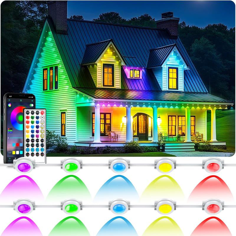 ARTBLEPRO Outdoor Permanent RGB LED Lights – Smart App & Remote Control, IP67 Waterproof, Music Sync, DIY Scene Modes for Holiday, Halloween & Christmas Décor