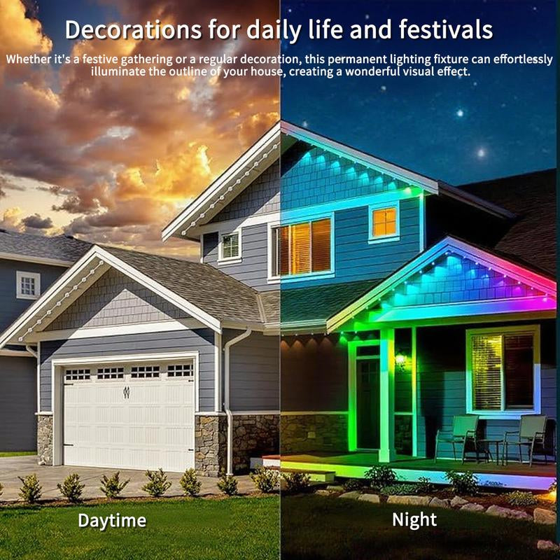 ARTBLEPRO Outdoor Permanent RGB LED Lights – Smart App & Remote Control, IP67 Waterproof, Music Sync, DIY Scene Modes for Holiday, Halloween & Christmas Décor