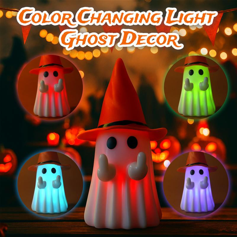 Glow-in-the-Dark Middle Finger Ghost – Scary Halloween Decoration with Detachable Hat, Funny Spooky Home Décor Gift