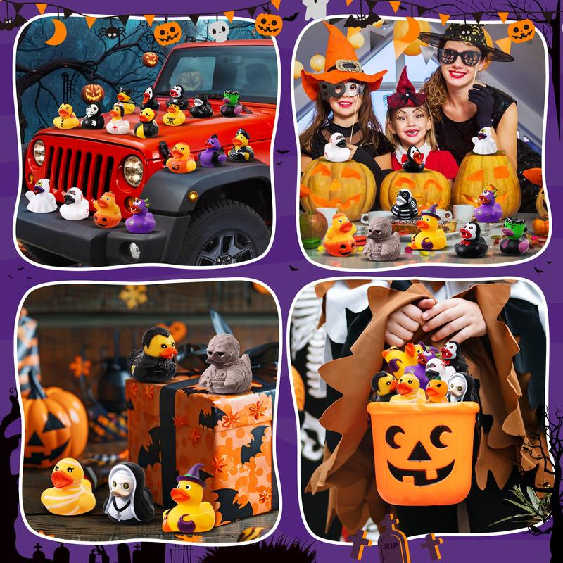 24 Pack Halloween Rubber Ducks with Bag – Party Favors, Bath Toys & Goodie Bag Fillers for Kids, Girls & Boys