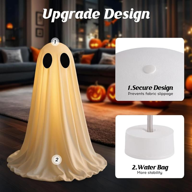 2 Pack Halloween Ghost Decorations with Remote String Lights – USB & Battery Powered Indoor Décor for Mantel, Shelf & Table