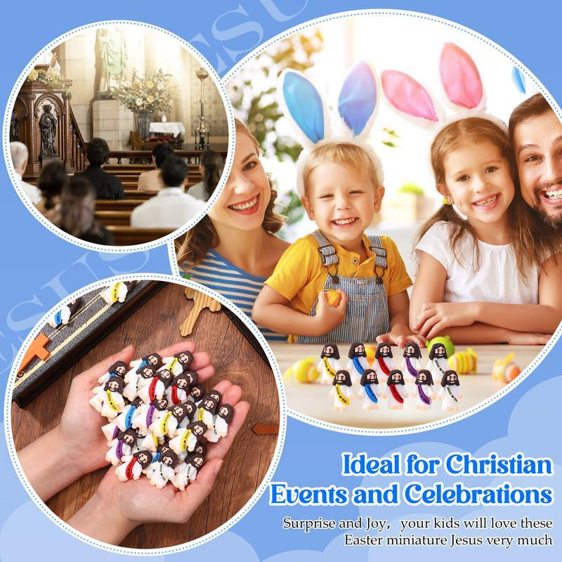 30 Pcs Mini Jesus Figures – Cute “Jesus Loves You” Ornaments for Hide & Seek, Sunday School, Baptism & Religious Party Favors