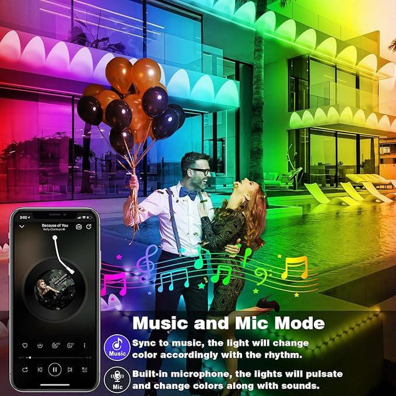 ARTBLEPRO Outdoor Permanent RGB LED Lights – Smart App & Remote Control, IP67 Waterproof, Music Sync, DIY Scene Modes for Holiday, Halloween & Christmas Décor
