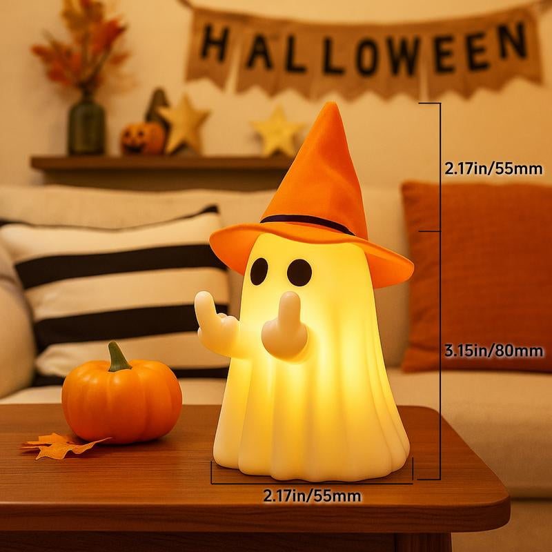 Glow-in-the-Dark Middle Finger Ghost – Scary Halloween Decoration with Detachable Hat, Funny Spooky Home Décor Gift