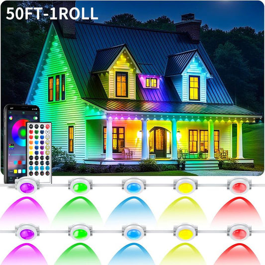 ARTBLEPRO Outdoor Permanent RGB LED Lights – Smart App & Remote Control, IP67 Waterproof, Music Sync, DIY Scene Modes for Holiday, Halloween & Christmas Décor