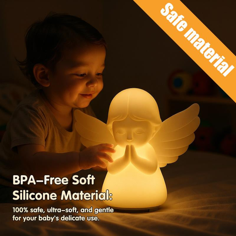 Hiseeme Angel Baby Night Light – Soothing Sleep Aid with White Noise & 7 RGB Colors, BPA-Free Silicone, USB-C Rechargeable